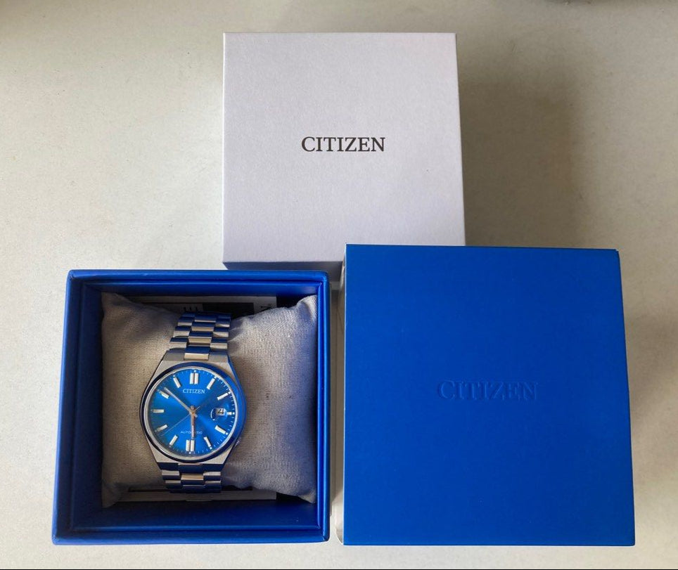 Citizen x Pantone Automatic Blue Dial Silver Steel Strap Watch For Men - NJ0158-89L