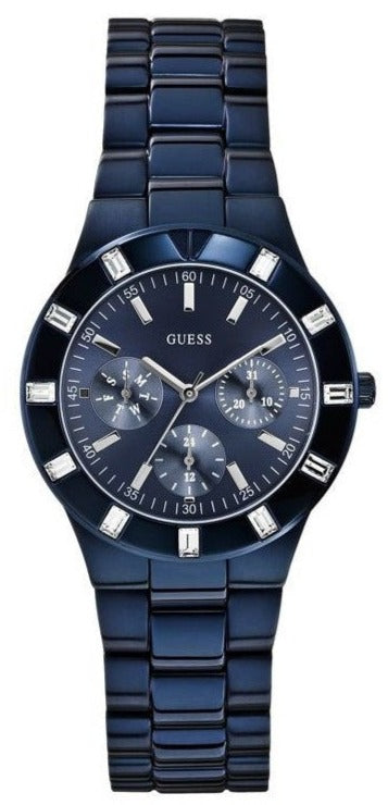 Guess Glisten Analog Blue Dial Blue Steel Strap Watch for Women - W0027L3