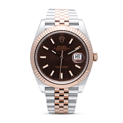 Rolex Datejust 41 Oyster Chocolate Dial Two Tone Oystersteel & Everose Gold Jubilee Bracelet Watch for Men - M126331-0002