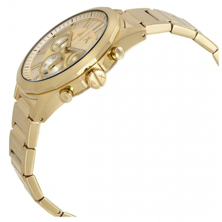 Armani Exchange Drexler Chronograph Gold Dial Gold Steel Strap Watch For Men - AX2602