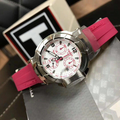 Tissot T Race Chronograph White Dial Pink Rubber Strap Watch for Women - T048.217.17.017.01