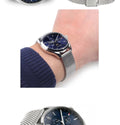 Tommy Hilfiger Oliver Quartz Blue Dial Silver Mesh Bracelet Watch for Men - 1791302