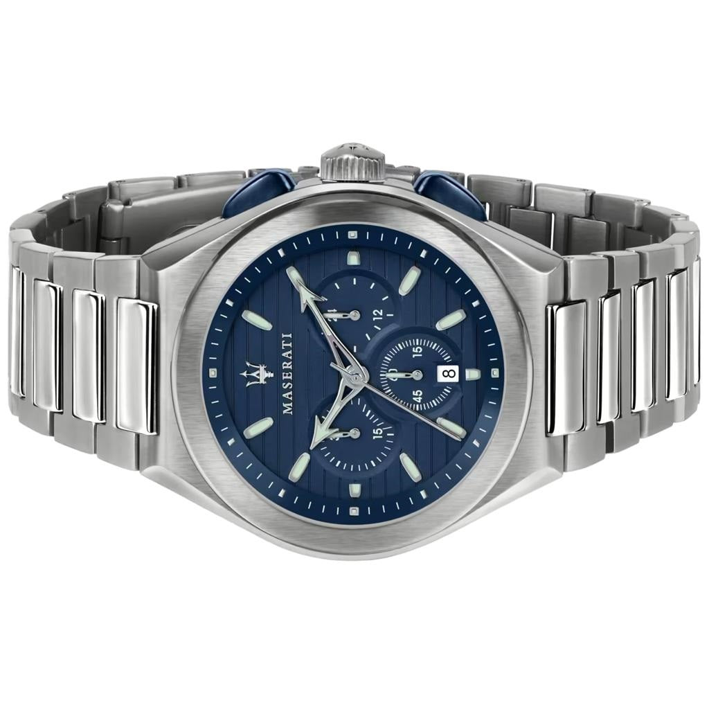 Maserati Triconic Quartz Blue Dial Silver Steel Strap Watch For Men - R8873639001