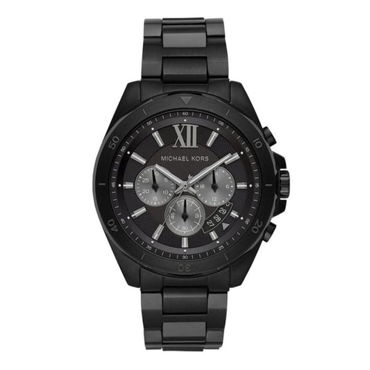 Michael Kors Brecken Chronograph Black Dial Black Steel Strap Watch For Men - MK8858