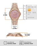 Michael Kors Lennox Three Hand Crystals Rose Gold Dial Rose Gold Steel Strap Watch For Women - MK6992