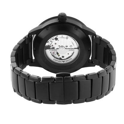 Emporio Armani Meccanico Automatic Black Dial Black Steel Strap Watch For Men - AR60054