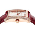 Michael Kors Emery Quartz Diamonds Silver Dial Red Leather Strap Watch For Women - MK4689