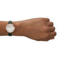 Emporio Armani Pro Planet Analog Silver Dial Green Leather Strap Watch For Women - AR11517