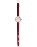 Emporio Armani Two-Hand Analog White Dial Red Leather Strap Watch For Women - AR11532