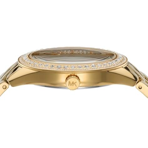 Michael Kors Harlowe Three-Hand Quartz Gold Dial Gold Steel Strap Watch For Women - MK4709