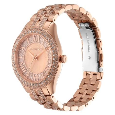 Michael Kors Harlowe Rose Gold Dial Rose Gold Steel Strap Watch For Women - MK4710