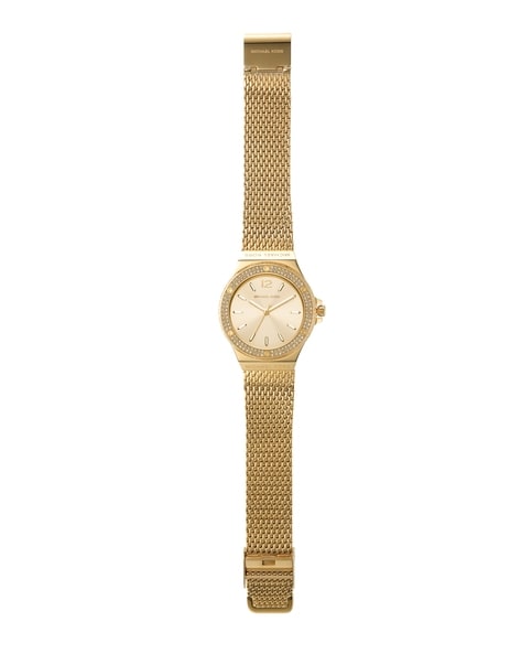 Michael Kors Lennox Three-Hand Gold Dial Gold Mesh Bracelet Watch For Women - MK7335