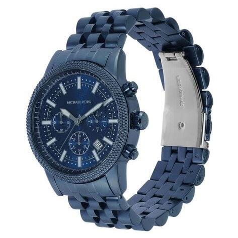 Michael Kors Hutton Chronograph Blue Dial Blue Steel Strap Watch For Men - MK9088