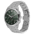 Emporio Armani Paolo Chronograph Green Dial Silver Steel Strap Watch For Men - AR11529