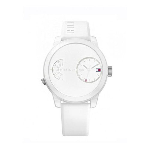 Tommy Hilfiger Denim White Dial White Rubber Strap Watch for Men - 1791558