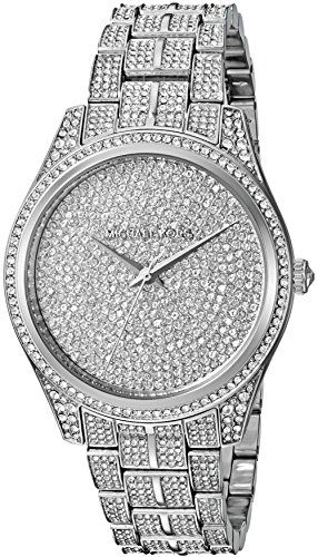 Michael Kors Lauryn Analog Crystals Silver Dial Silver Steel Strap Watch For Women - MK3717