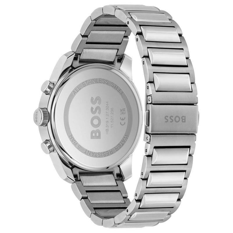 Hugo Boss Trace Chronograph Quartz Blue Dial Silver Steel Strap Watch For Men - 1514007