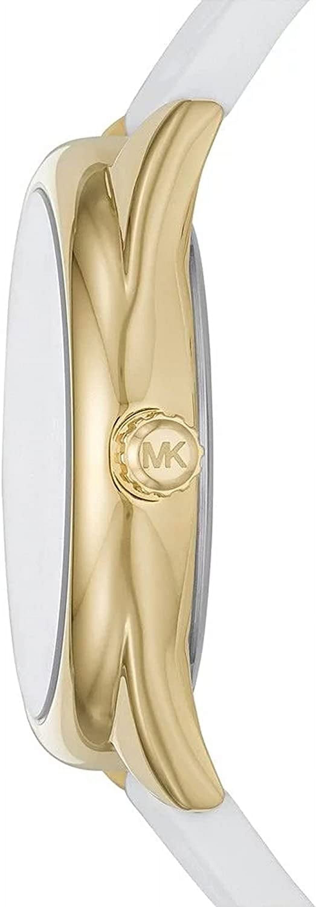 Michael Kors Janelle Three Hand Silver Dial White Rubber Strap Watch For Women - MK7141