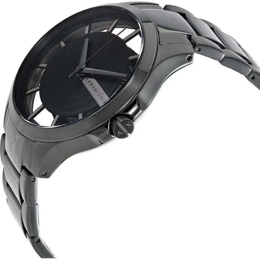 Armani Exchange Hampton Chronograph Black Dial Black Steel Strap Watch For Men - AX2192