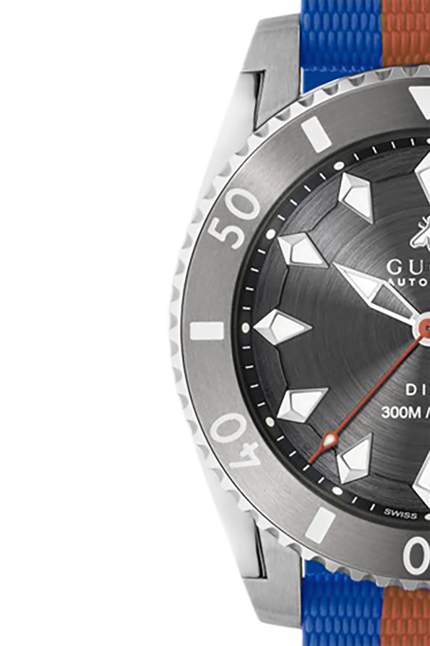 Gucci Dive Automatic Grey Dial Two Tone Rubber Strap Watch for Men - YA136352