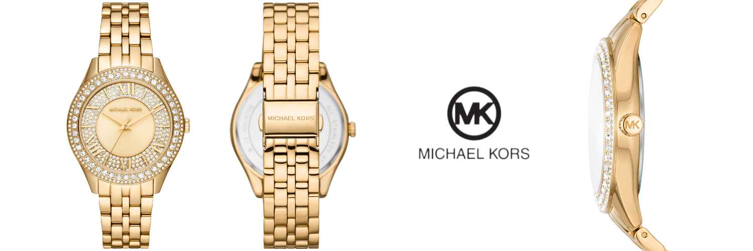 Michael Kors Harlowe Three-Hand Quartz Gold Dial Gold Steel Strap Watch For Women - MK4709