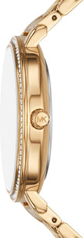 Michael Kors Pyper Three Hand White Dial Gold Steel Strap Watch For Women - MK4666