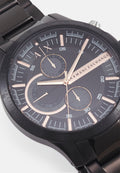 Armani Exchange Chronograph Black Dial Black Steel Strap Watch For Men - AX2429