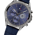 Tommy Hilfiger Ari Quartz Diamonds Blue Dial Blue Leather Strap Watch for Women - 1781979