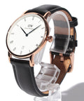 Daniel Wellington Dapper Sheffield White Dial Black Leather Strap Watch For Men - DW00100092