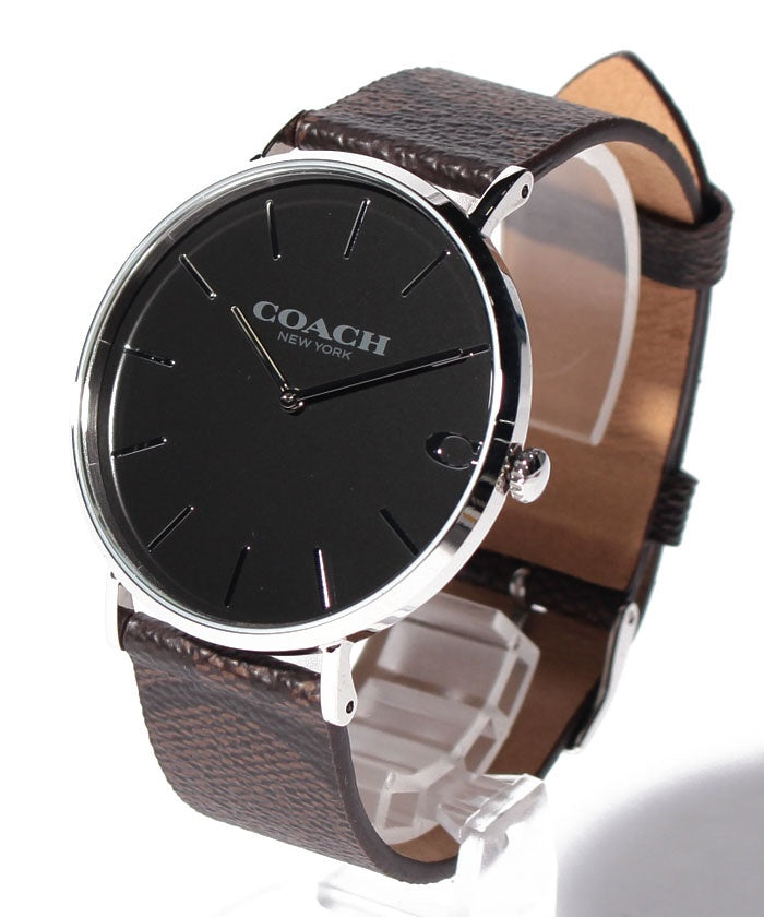 Coach Charles Black Dial Brown Leather Strap Watch for Women - 14602156