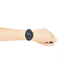 Versace V-Ray Chronograph Quartz Blue Dial Black Leather Strap Watch For Men - VEDB00418