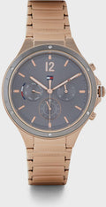 Tommy Hilfiger Eve Chronograph Quartz Grey Dial Rose Gold Steel Strap Watch For Women - 1782277