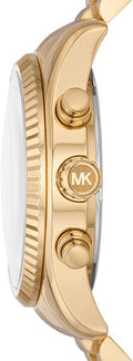 Michael Kors Lexington Chronograph Sky Blue Dial Gold Steel Strap Watch For Women - MK7216