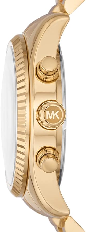 Michael Kors Lexington Chronograph Sky Blue Dial Gold Steel Strap Watch For Women - MK7216