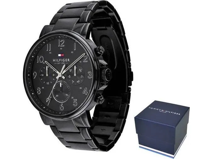 Tommy Hilfiger Daniel Black Dial Black Steel Strap Watch for Men - 1710383