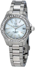 Tag Heuer Aquaracer Diamonds Mother of Pearl Dial Silver Steel Strap Watch for Women - WBD1313.BA0740