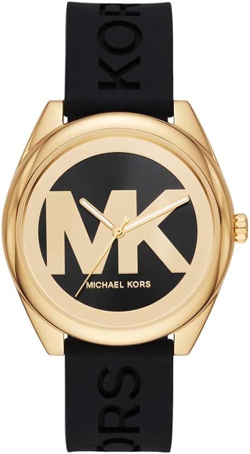 Michael Kors Janelle Quartz Black Dial Black Rubber Strap Watch For Women - MK7313