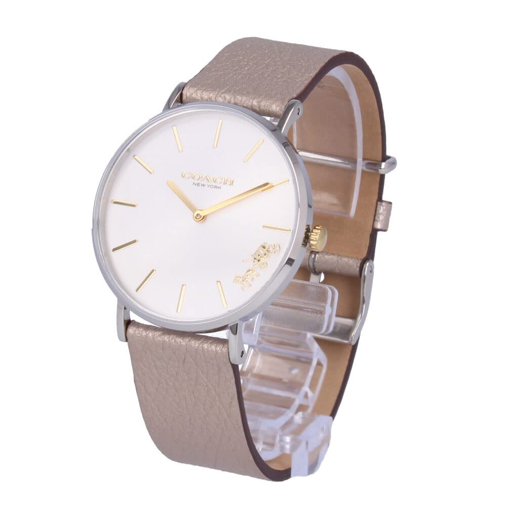 Coach Perry White Dial Champagne Leather Strap Watch for Women - 14503157