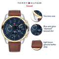 Tommy Hilfiger Decker Blue Dial Brown Leather Strap Watch for Men - 1791561