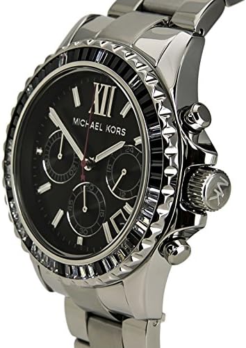 Michael Kors Everest Chronograph Black Dial Silver Steel Strap Watch For Women - MK5753