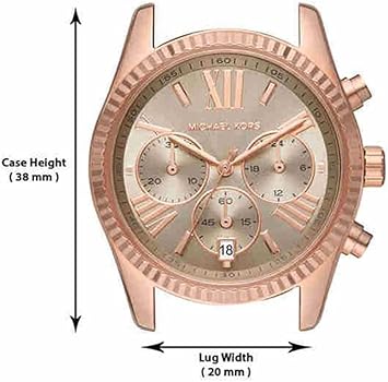 Michael Kors Lexington Chronograph Grey Dial Rose Gold Steel Strap Watch For Women - MK7217