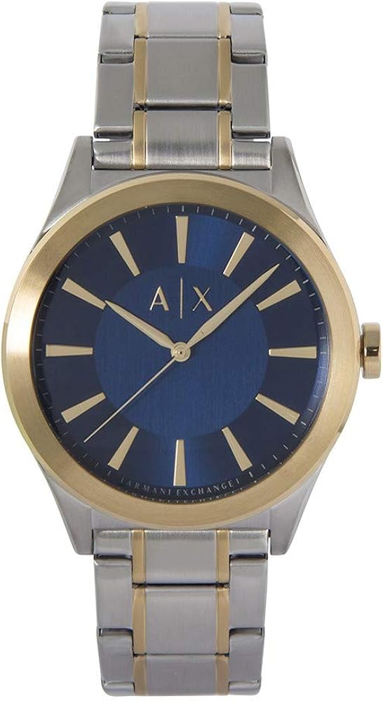 Armani Exchange Nico Quartz Blue Dial Two Tone Steel Strap Watch For Men - AX2332