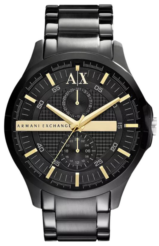 Armani Exchange Hampton Chronograph Black Dial Black Steel Strap Watch For Men - AX2121