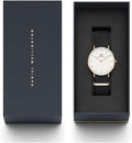 Daniel Wellington Classic Cornwall White Dial Black Nylon Strap Watch For Women - DW00100259