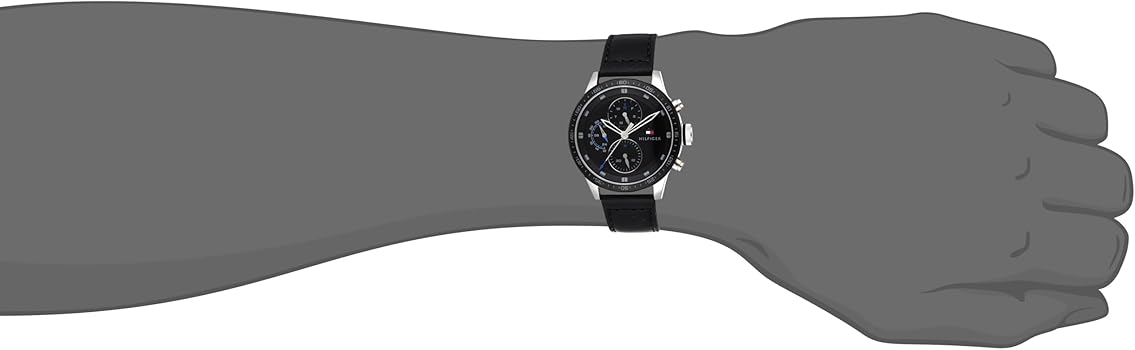 Tommy Hilfiger Trent Chronograph Quartz Black Dial Black Leather Strap Watch For Men - 1791810