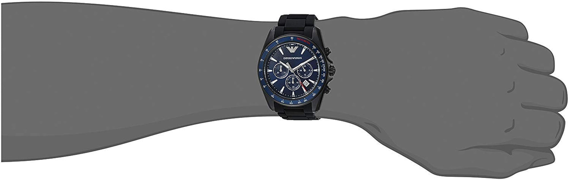 Emporio Armani Sigma Chronograph Blue Dial Black Silicone Strap Watch For Men - AR6121