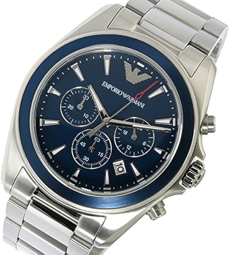 Emporio Armani Sportivo Chronograph Blue Dial Silver Steel Strap Watch For Men - AR6091