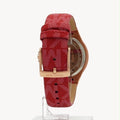 Michael Kors Lennox Three Hand Silver Dial Red Leather Strap Watch For Women - MK7308