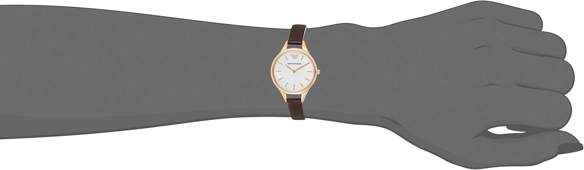 Emporio Armani Aurora Mother of Pearl White Dial Brown Leather Strap Watch For Women - AR11057