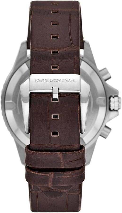 Emporio Armani Diver Chronograph Brown Dial Brown Leather Strap Watch For Men - AR11486